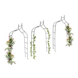 Relaxdays 3x Aches À Rosiers Tuteur Vert Support Jardin Décoration Avec Pointe Métal 2,4 M