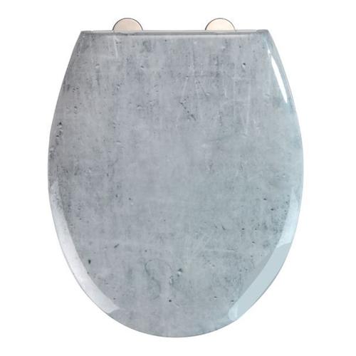 WENKO Abattant WC Original Premium Concrete, abattant WC avec frein de chute, clipsable, fixation inox, duroplastique, gris