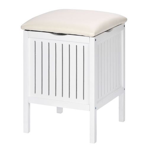 Tabouret - Panier à linge - Oslo - Vernis Blanc WENKO