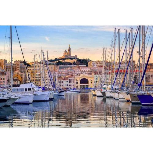 Tableau sur toile bateaux vieux port Marseille 45x65 cm