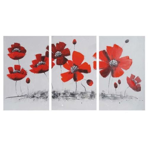 Tableau À L'huile, Coquelicot, Peint À La Main À 100%, Toile De Décoration Murale Xl   165x90cm