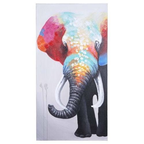 Tableau À L'huile, Éléphant Ii, Peint À La Main À 100%, Toile De Décoration Murale Xl   140x70cm