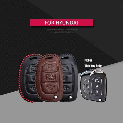 Coque clé,Housse de Protection pour voiture, en cuir, pour Hyundai Creta  I10, I20, Tucson, Elantra