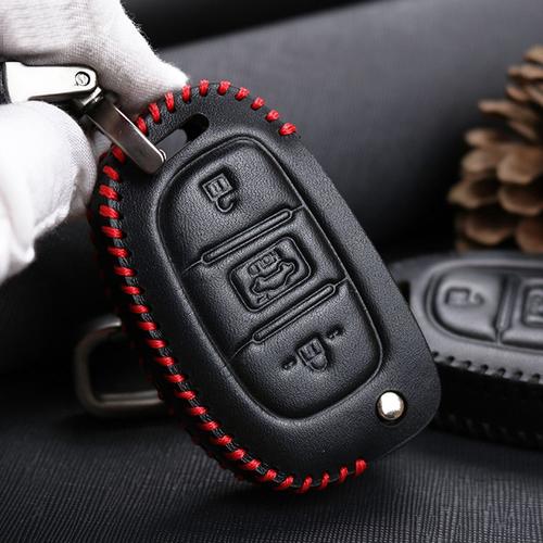 Coque clé,Housse de Protection pour voiture, en cuir, pour Hyundai Creta  I10, I20, Tucson, Elantra