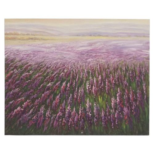 Tableau À L'huile, Champ De Fleurs, Peint À La Main À 100%, Toile De Décoration Murale Xl   100x80cm
