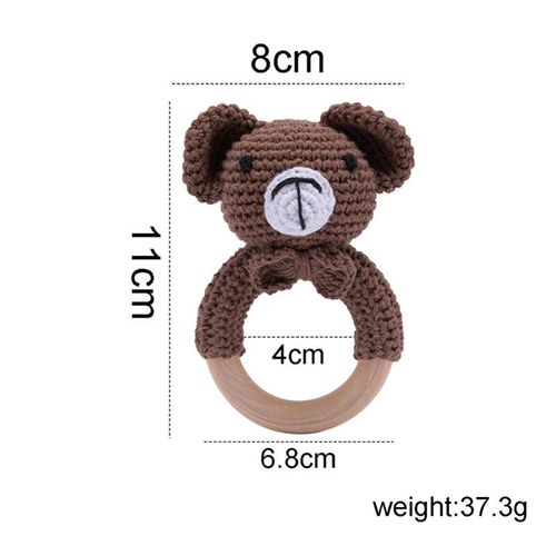 Anneau De Dentition En Bois Pour Bébé Et,1 Pièce,Jouet,Crochet,Hochet,Au Motif De Lapin,Lion,Renard,Ours,Cadeau Avec Nom - Type Brown Bear