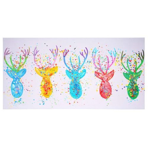 Tableau À L'huile, Cerf Ii, Peint À La Main À 100%, Toile De Décoration Murale Xl   140x70cm
