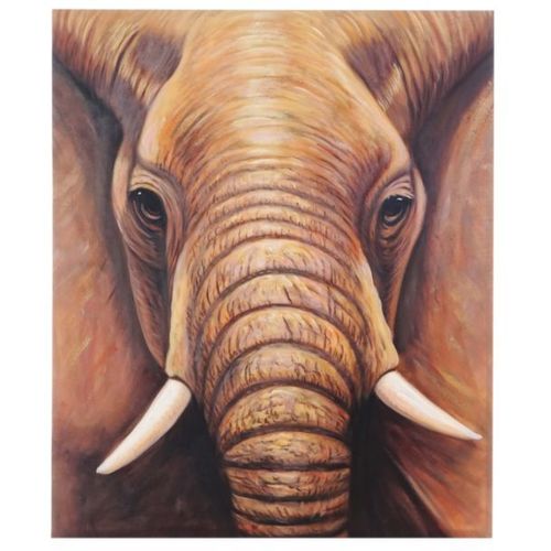 Tableau Peinture À Huile, Éléphant, Peint À La Main À 100%, Toile De Décoration Murale Xl   120x100cm