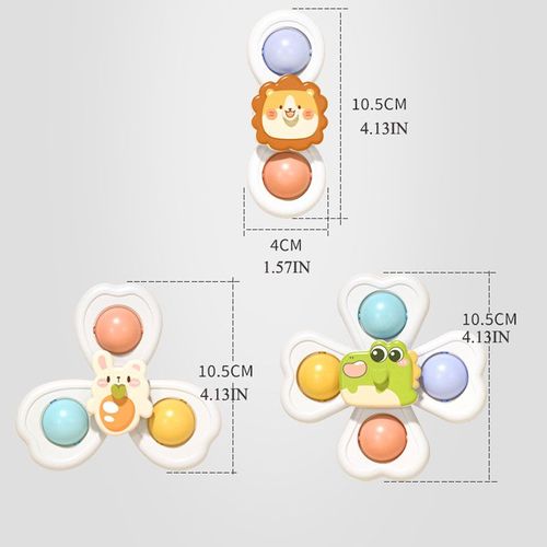Ventouse Spinner Chaise Haute Jouets Pour Bébé,Hochet Rotatif Pour Bain,Douche,Jeu Montessori,6,12 Mois,1,2,3 Ans - Type Rabbit 3 Piece Set