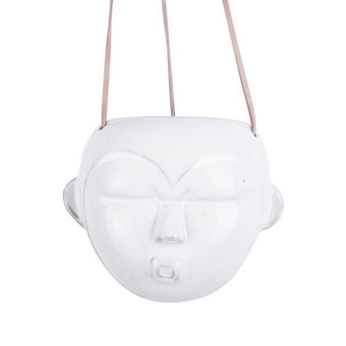 Cache-Pot Design Rond Suspendu Mask - H. 18 Cm - Blanc