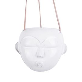 Cache-Pot Design Rond Suspendu Mask - H. 18 Cm - Blanc
