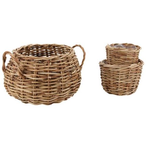 Cache-Pots Assortis En Rotin (Lot De 3)