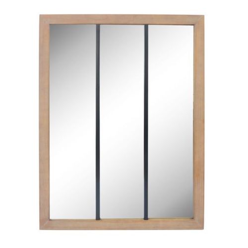 NELL - Miroir verrière en métal et bois 113x85cm - Bois clair - Taille unique