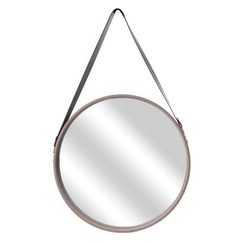 Miroir rond avec anse en PU Barber 50 cm
