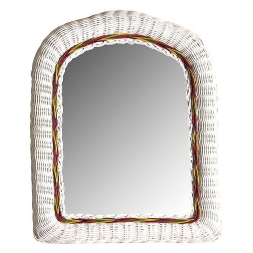 Miroir en moelle de rotin laqué blanc