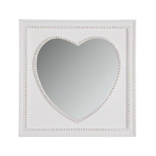 Miroir carré coeur blanc