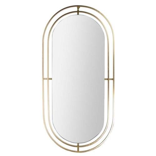 Miroir art déco en métal doré 90 cm