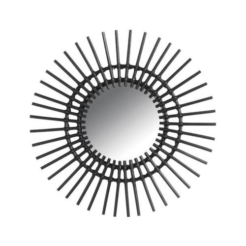 Miroir déco Vintage rotin noir