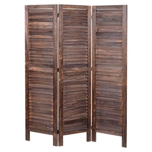 Paravent Hwc-G30, Cloison De Séparation, Pare-Vue, Brise-Vue, Style Shabby Chic, 170x120cm   Marron