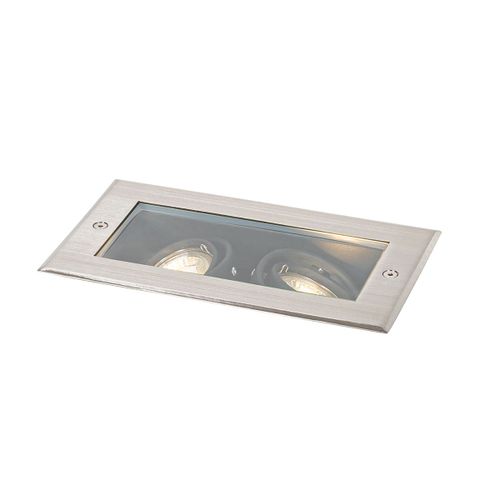 Qazqa Moderne Moderne Grondspot Staal 2 Ampoules-Lichts Ip65 - Oneon Plastique Acier Rectangulaire / Extã©Rieur / Jardin / Luminaire / Lumiere / ÃClairage Gu10 Max. 2 X 50 Watt