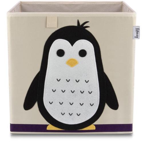 Lifeney 833364 Boîte de rangement "pingouin" , Coffre à jouet, compatible avec l'étagère IKEA KALLAX, Feutre, Polyester, Beige, Coloré, 33 x 33 x 33 cm