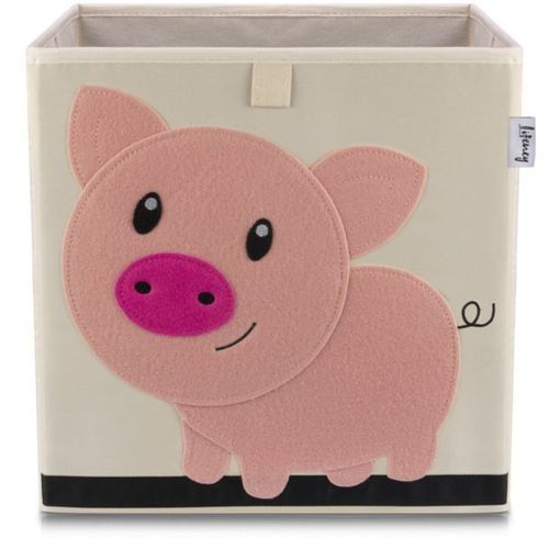 Lifeney 833366 Boîte de rangement "cochon" , Coffre à jouet, Feutre, Polyester, Beige, Coloré, 33 x 33 x 33 cm