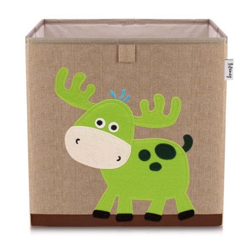Lifeney 833096 Boîte de rangement "cerf" , Coffre à jouet, Feutre, Polyester, Effet lin, Coloré, Brun, 33 x 33 x 33 cm