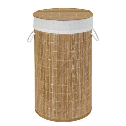 Panier à linge - Bambou véritable - avec couvercle - 55 L - naturel WENKO