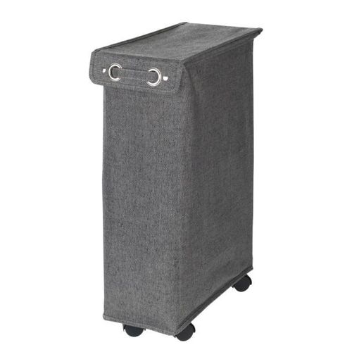 Panier à linge - Étroit - avec couvercle - 43 L - noir et blanc WENKO