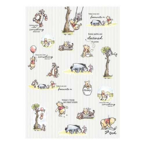Papier peint intissé Winnie L'ourson sur rayures Disney 200 X 280 CM