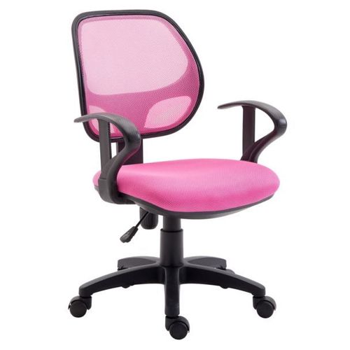 Chaise De Bureau Pour Enfant Cool Fauteuil Pivotant Et Ergonomique Avec Accoudoirs, Si?Ge ? Roulettes Et Hauteur R?Glable, Mesh Rose