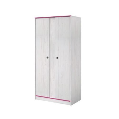 Switch Armoire Enfant 2 Portes Décor Pin Memphis Et Chants Réversibles Bleu / Rose - L 90 Cm