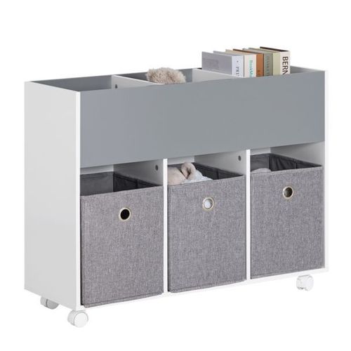 Sobuy Étagère Pour Enfants Avec 3 Compartiments Et 3 Boîtes En Tissu Amovible, Kmb61-Hg