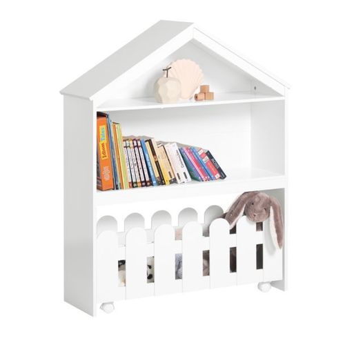 Sobuy Étagère Enfant Organisateur Jouets Et Livres En Forme Maison Avec 1 Tiroirs À Roulettes, Kmb52-W