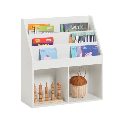 Sobuy® Kmb01-W Bibliothèque Étagère À Livres Étagère De Rangement Jouets Pour Enfants Porte-Revues 3 Compartiments Et 2 Cubes Ouverts