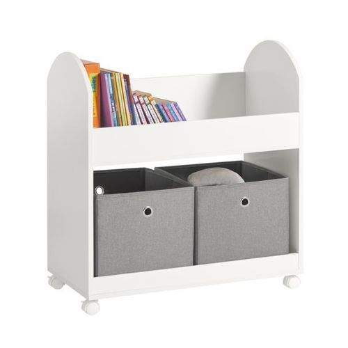 Sobuy Étagère De Rangement Roulantes Bibliothèque Pour Enfants Avec 2 Paniers Et 4 Roulettes, Kmb53-W