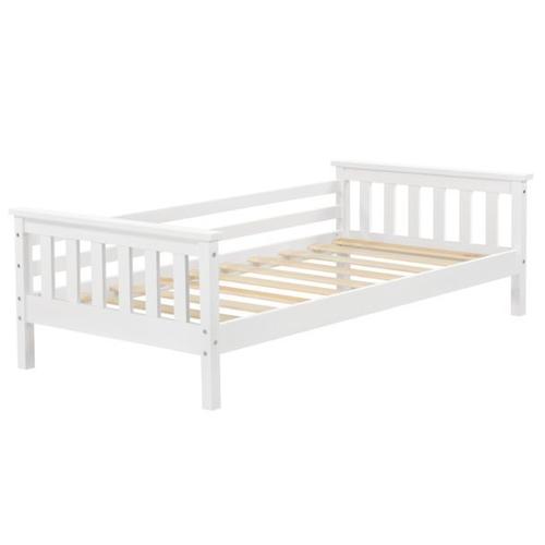 Lit D'enfant Design Cadre Stylé Structure Solide Capacité De Charge 50 Kg Bois De Pin Contreplaqué 160 X 80 Cm Blanc Mat Laqué [En.Casa]