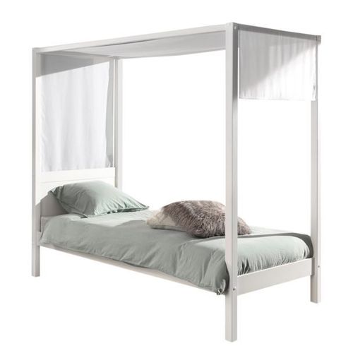 Vipack Pino Lit Banquette Blanc Avec Sommier + Ciel De Lit