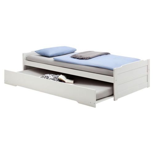 Lit Gigogne Lorena 1 Personne Tiroir Lit Fonctionnel 90 X 190 Cm Pin Massif Lasur? Blanc