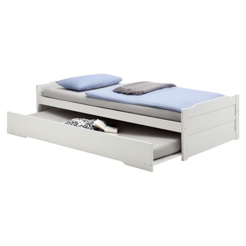 Lit Gigogne Lorena 1 Personne Tiroir Lit Fonctionnel 90 X 200 Cm Pin Massif Lasur? Blanc