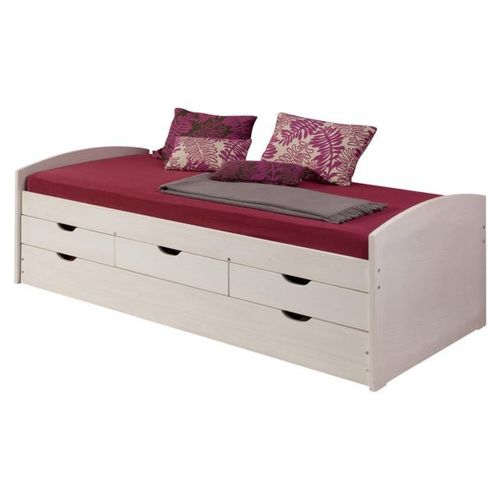 Lit Gigogne Julia 90x200 Cm Avec Rangement Et Tiroir-Lit Lit Pour Enfant En Pin Massif Lasur? Blanc