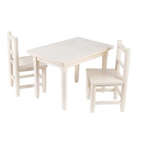 Salon Enfant 1 Table 2 Chaises En Pin Blanchi