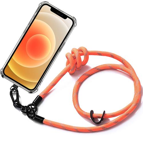 Coque Bandoulière Pour Iphone 12 Protection Antichoc Anti-Rayures Avec Bandoulière Robuste Orange - E.F.Connection