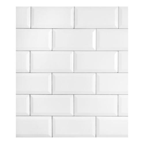 Fond Hotte Design Mur De Briques Metro - L. 60 X L. 70 Cm - Blanc