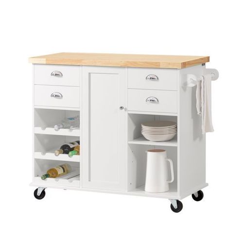 Sobuy Desserte Roulante Chariot De Cuisine Meuble De Rangement Buffet Multifonctionnel, Knl03-Wn