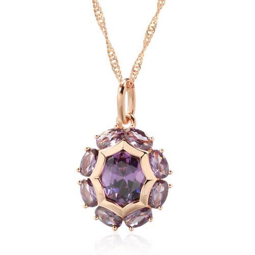 Kinel-Collier De Luxe En Or Rose 585 Avec Pendentif Pour Femme,Bijoux Promenales Violets Et Naturels,Inhabituels De Rotterdam,03