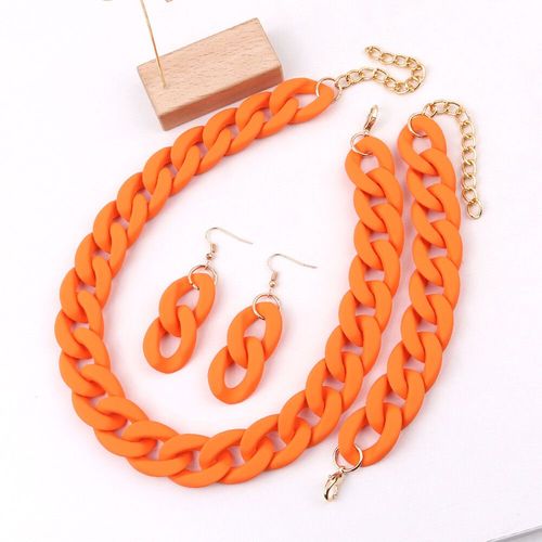 Collier Ras Du Cou En Acrylique Pour Femmes,Chaîne Épaisse,Tendance,Bohème,Longue Chaîne,Ensemble De Bijoux À La Mode