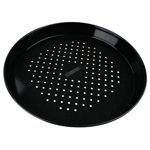 9206 Fm Professional Plaque À Pizza Perforée Ronde, Plat À Pizza Perforé, Plat À Four, Plaque Pizza Four, Plat À Pizza Barbecue, Acier Émaillé, Noir, 32 X 3 Cm
