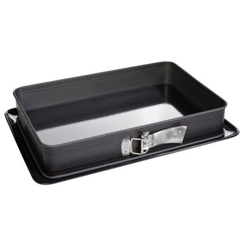 Zenker 7022 Moule À Gâteaux Rectangulaire À Charnière, Moule Rectangle, Plat À Four, Plat À Gratin, Moule À Gâteaux Avec Plateau, Acier Émaillé, 42 X 29 Cm