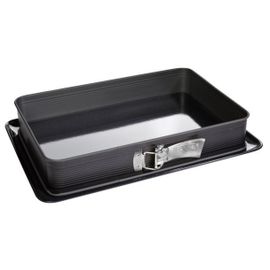 Zenker 7022 Moule À Gâteaux Rectangulaire À Charnière, Moule Rectangle, Plat À Four, Plat À Gratin, Moule À Gâteaux Avec Plateau, Acier Émaillé, 42 X 29 Cm